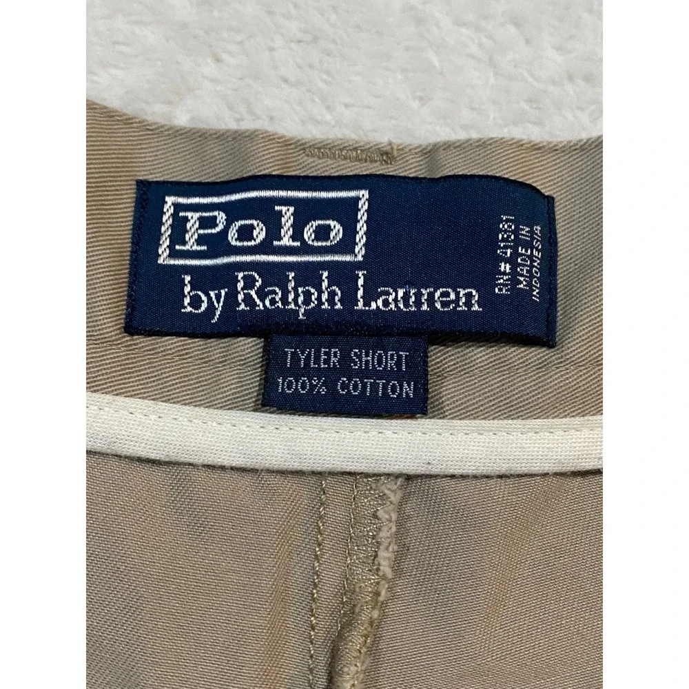Polo Ralph Lauren Tyler Short Mens 40 Khaki Tan Pleated Chino Cotton Shorts